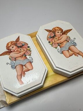 Vintage Avon Cherub Soap Set 1989 Angel Rose Design 2x50g w/ Box Romantic